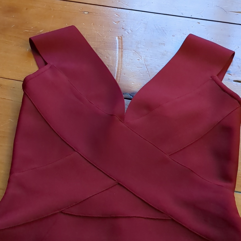 Maroon Bandage Dress Sz M - Picture 2 of 9